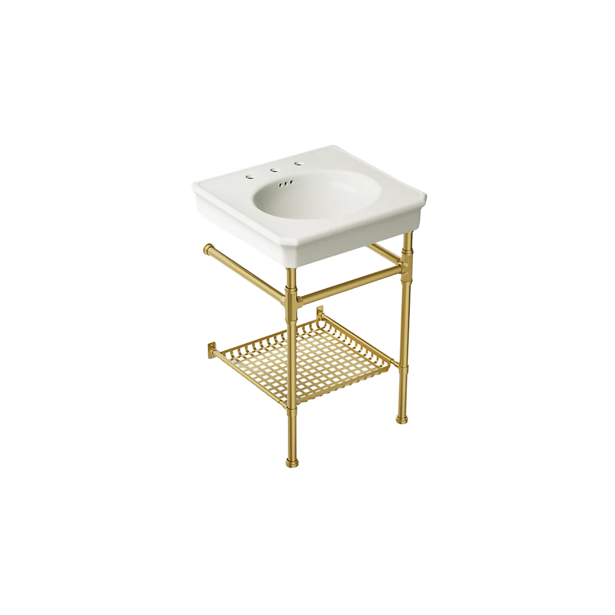 CLAUDE™ Console Table Bathroom Sink by Studio McGee in vibrant brushed Moderne brass by Kohler