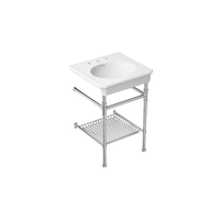 Claude™ console table bathroom sink by Studio McGee from Kohler in white with Polished Chrome frame.