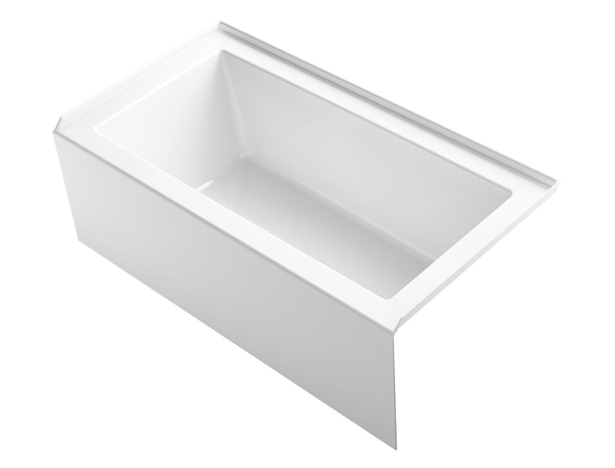 KOHLER Underscore 60 in. Left Drain Rectangular Alcove Bathtub with Integral Apron and Integral Flange in White