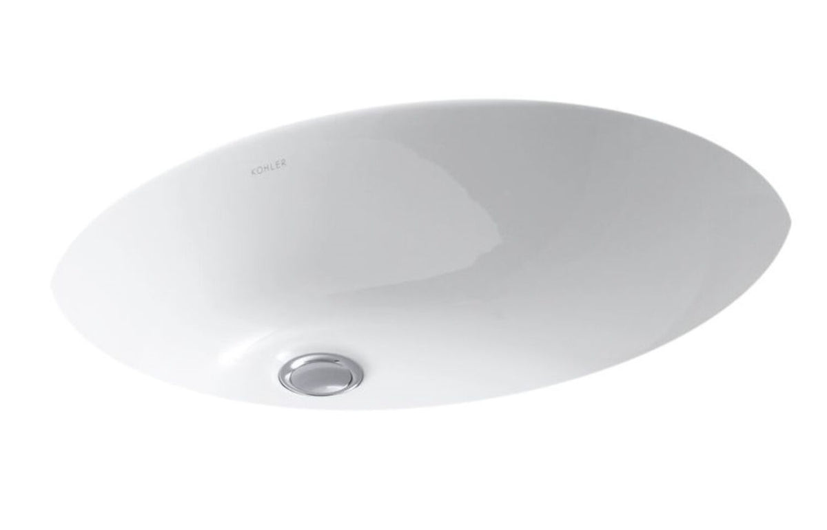CAXTON® OVAL 19 X 15 INCHES UNDERMOUNT BATHROOM SINK WITH OVERFLOW AND CLAMP ASSEMBLY