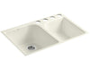 EXECUTIVE CHEF 33 X 22 X 10-5/8 INCHES UNDER-MOUNT LARGE/MEDIUM, HIGH/LOW DOUBLE-BOWL KITCHEN SINK WITH 4 OVERSIZE FAUCET HOLES - robinsonco.ca