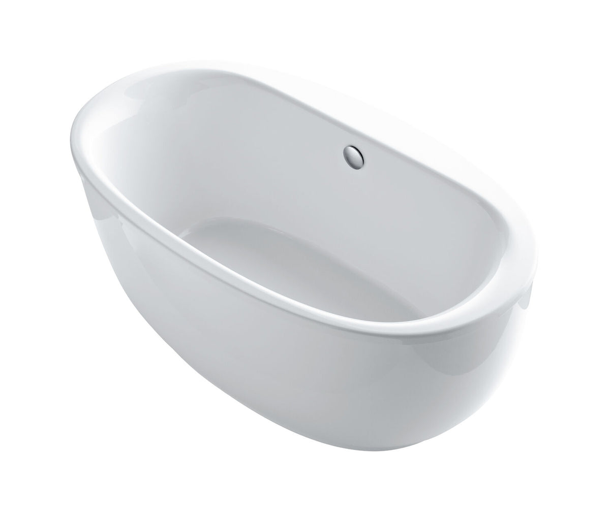 Sunstruck 66 in. x 36 in. Oval Freestanding Bathtub with Fluted Shroud and Center Drain in White Sunstruck 66 in. x 36 in. Oval Freestanding Bathtub with Fluted Shroud and Center Drain in White