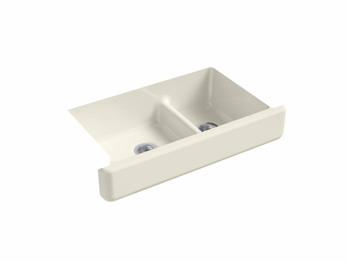 WHITEHAVEN® SELF-TRIMMING® SMART DIVIDE® 35-1/2 X 21-9/16 X 9-5/8 INCHES UNDER-MOUNT LARGE/MEDIUM DOUBLE-BOWL KITCHEN SINK WITH SHORT APRON - robinsonco.ca