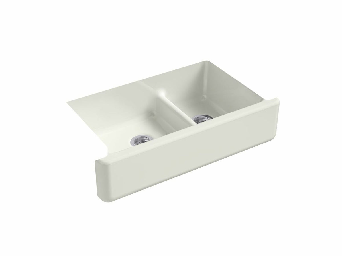 WHITEHAVEN® SELF-TRIMMING® SMART DIVIDE® 35-11/16 X 21-9/16 X 9-5/8 INCHES UNDER-MOUNT LARGE/MEDIUM DOUBLE-BOWL KITCHEN SINK WITH TALL APRON - robinsonco.ca
