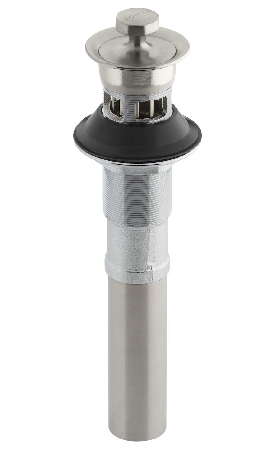 BATHROOM SINK DRAIN WITH NON-REMOVABLE METAL STOPPER AND OVERFLOW
