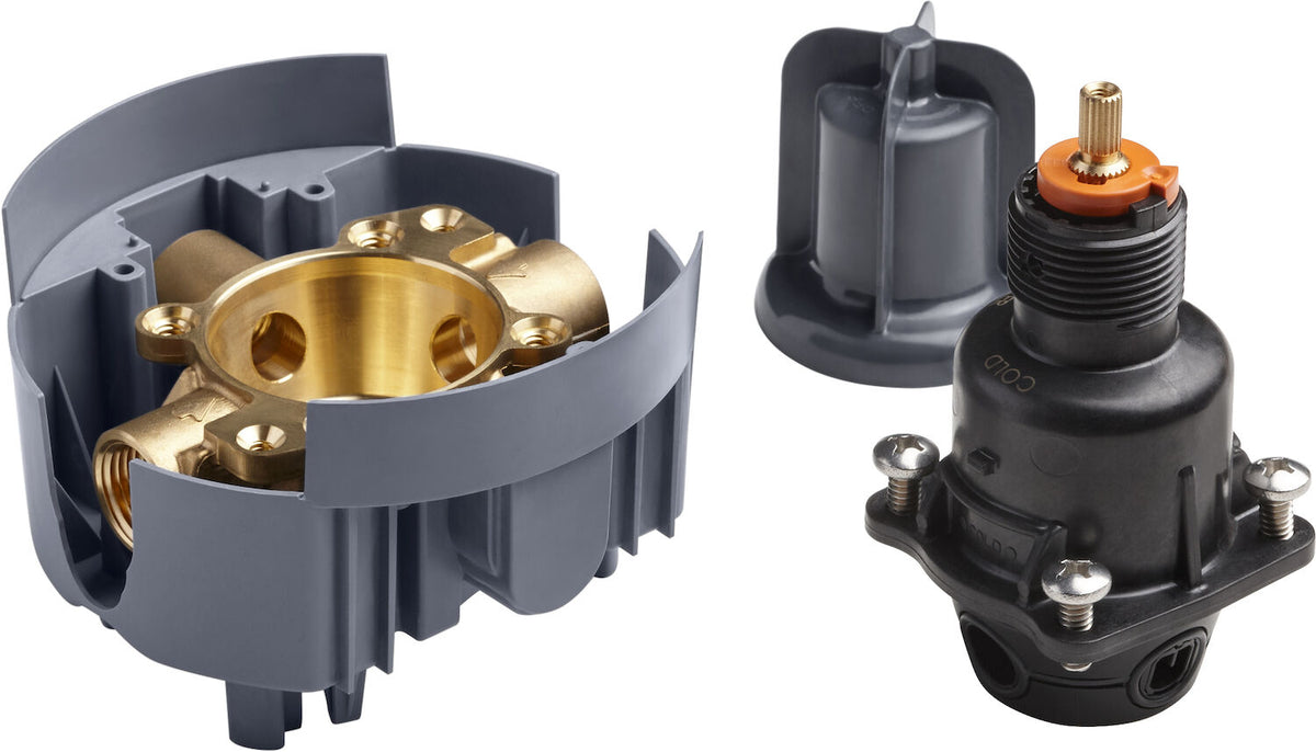 RITE-TEMP(R) VALVE BODY AND PRESSURE-BALANCE CARTRIDGE KIT WITH FEMALE NPT CONNECTIONS, PROJECT PACK