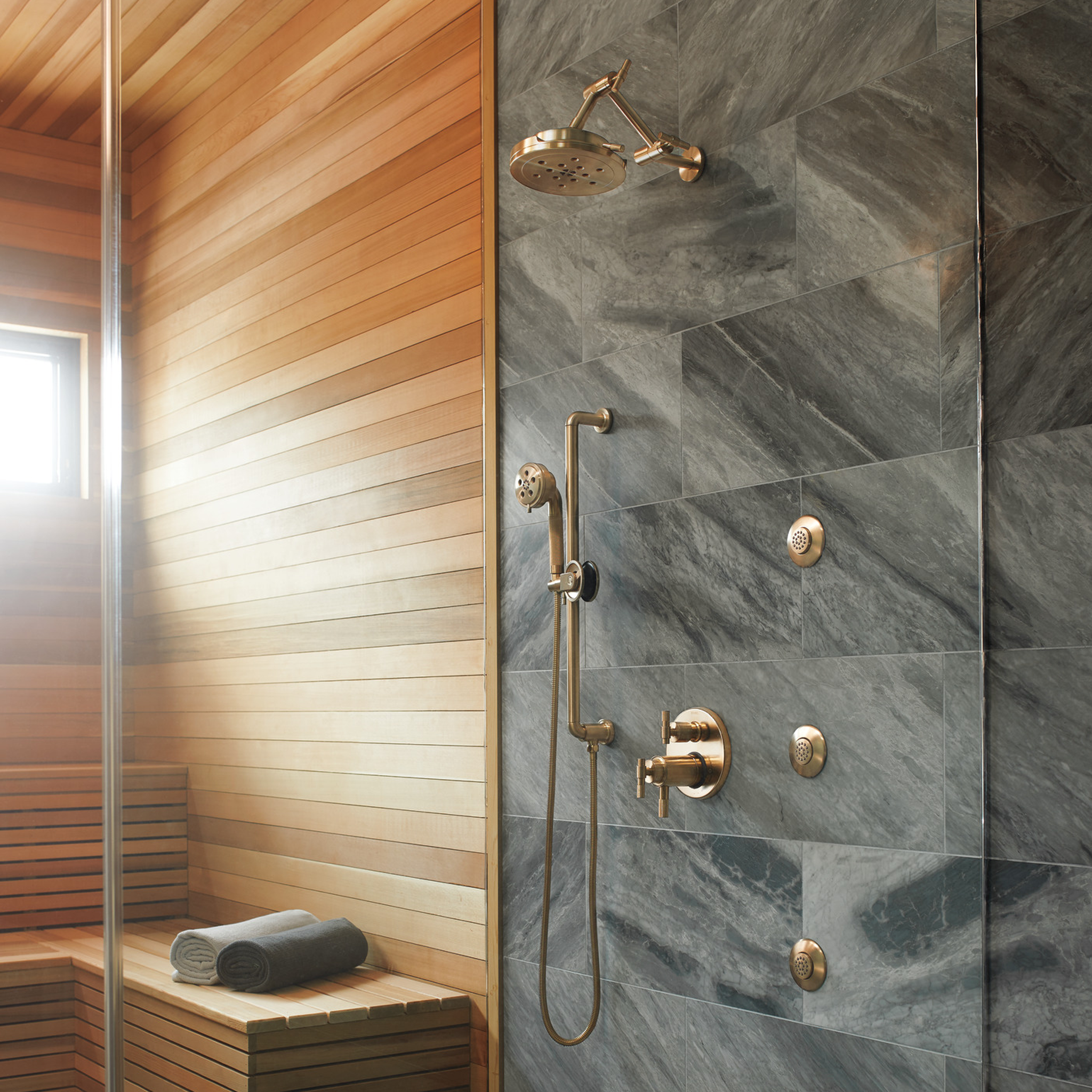 LITZE® TEMPASSURE® THERMOSTATIC VALVE WITH 3-FUNCTION DIVERTER TRIM - LESS HANDLES - robinsonco.ca