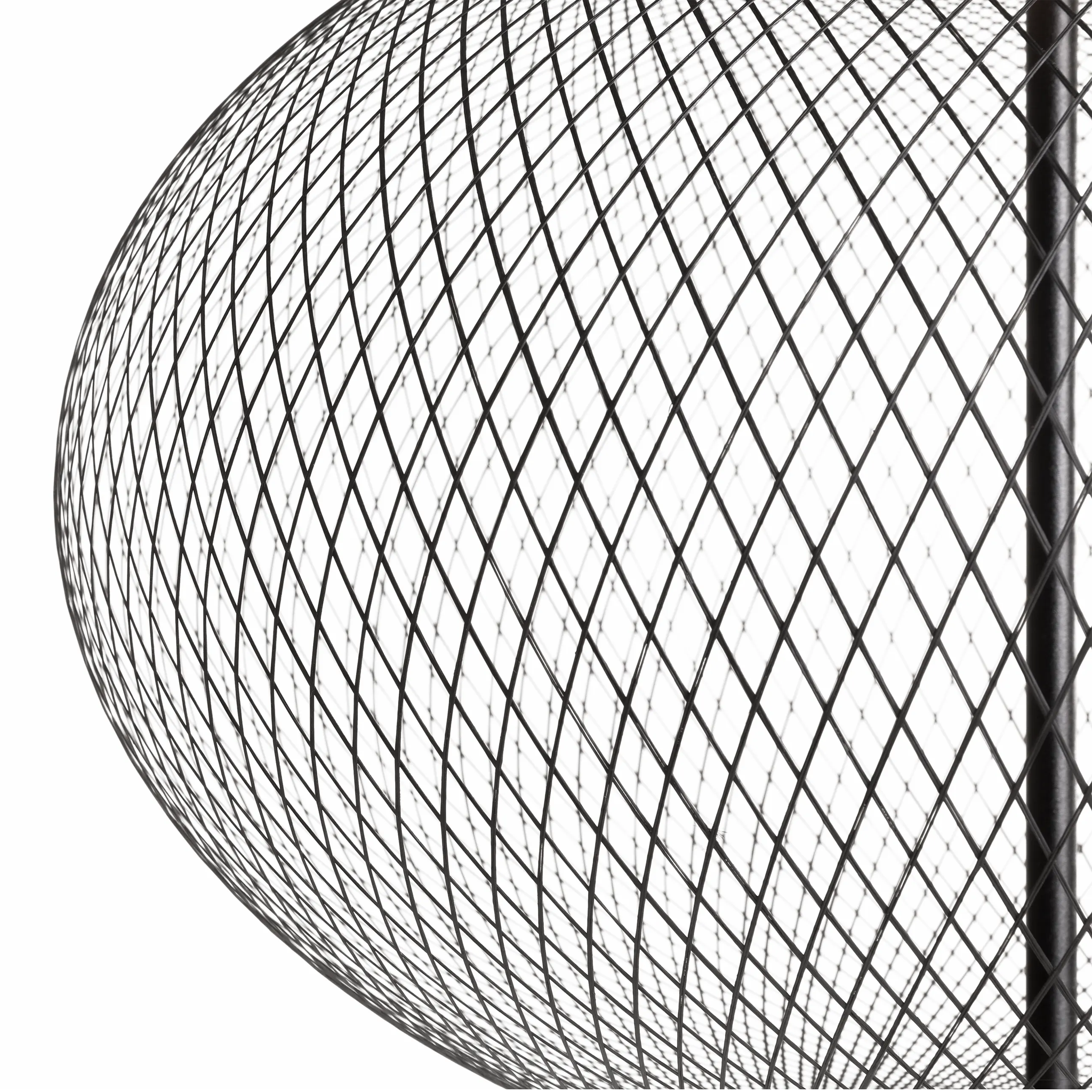 Close up  of NR2 Floor Lamp with black wire mesh
