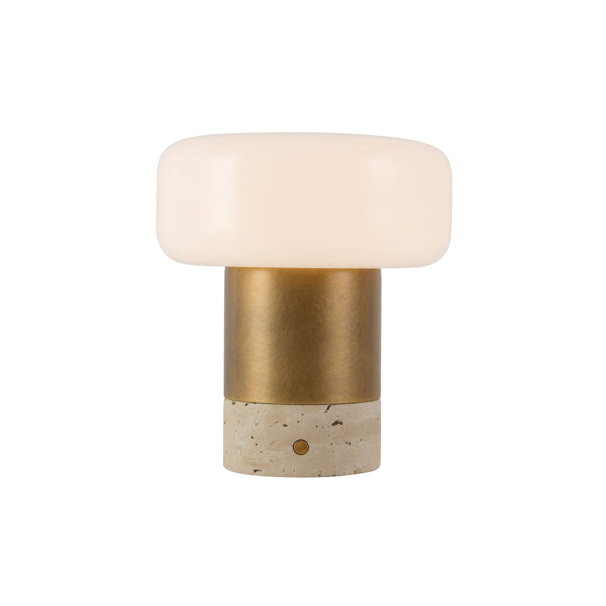 Alora Niko Table Lamp in vintage brass finish with glossy opal glass