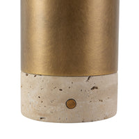 Details of Alora Niko Table Lamp with vintage brass finish and stone base