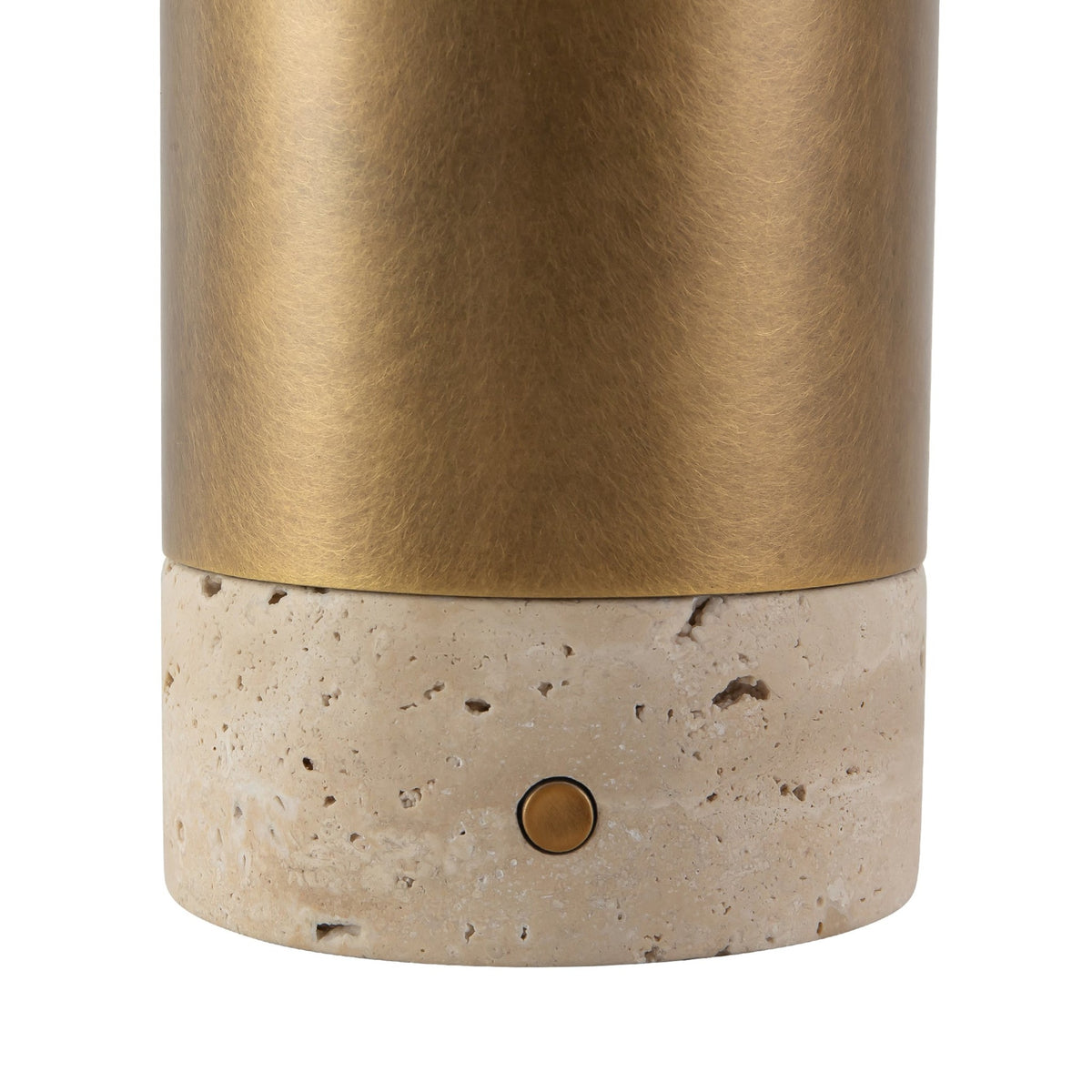 Details of Alora Niko Table Lamp with vintage brass finish and stone base