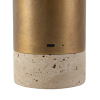 Details of Alora Niko Table Lamp in vintage brass finish with stone base