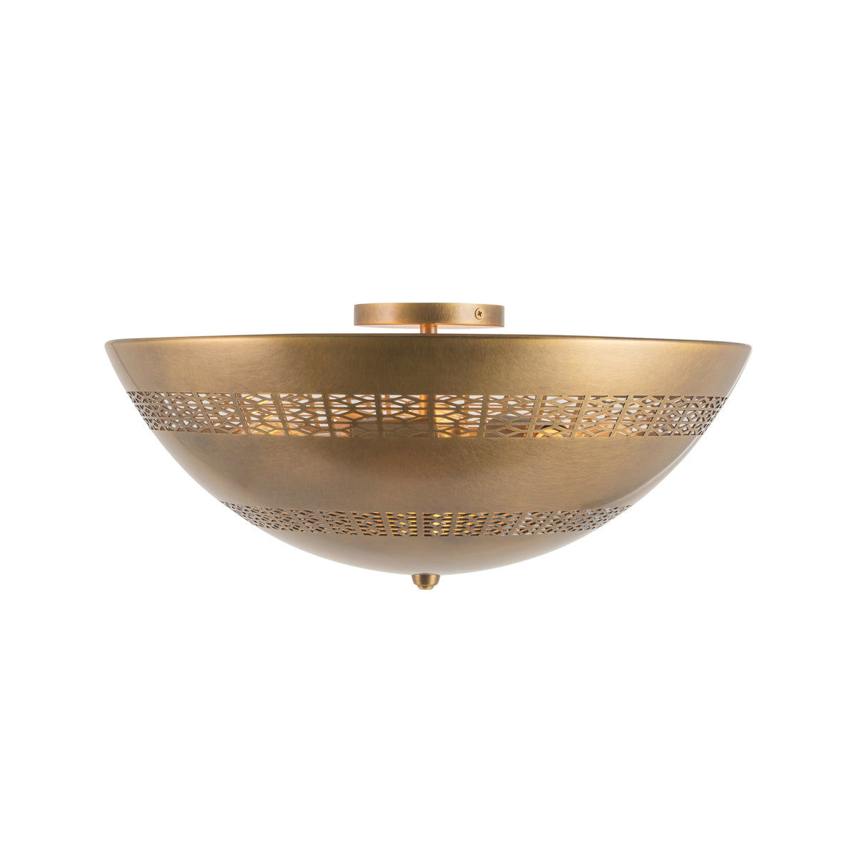 Alora Overland Flush Mount ceiling light in vintage brass finish