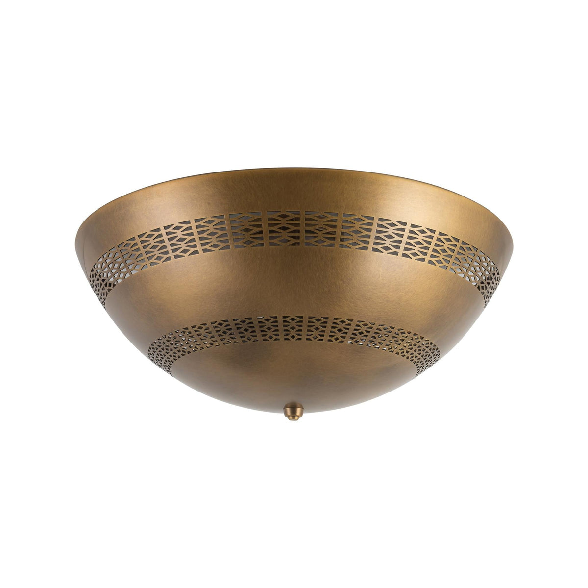Alora Overland Flush Mount light fixture in vintage brass finish