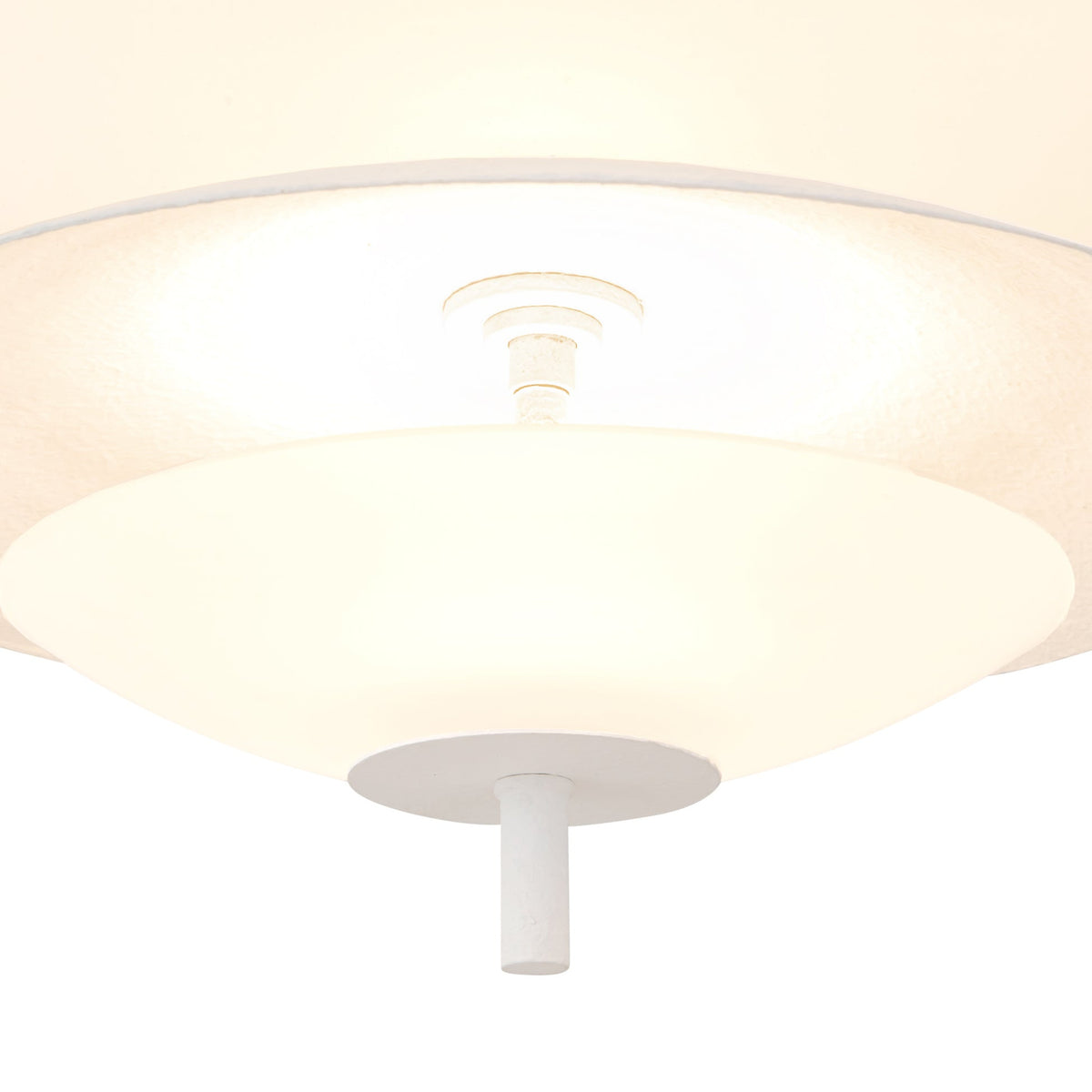 Close-up view of Alora Prescott Chandelier in antique white with matte opal glass