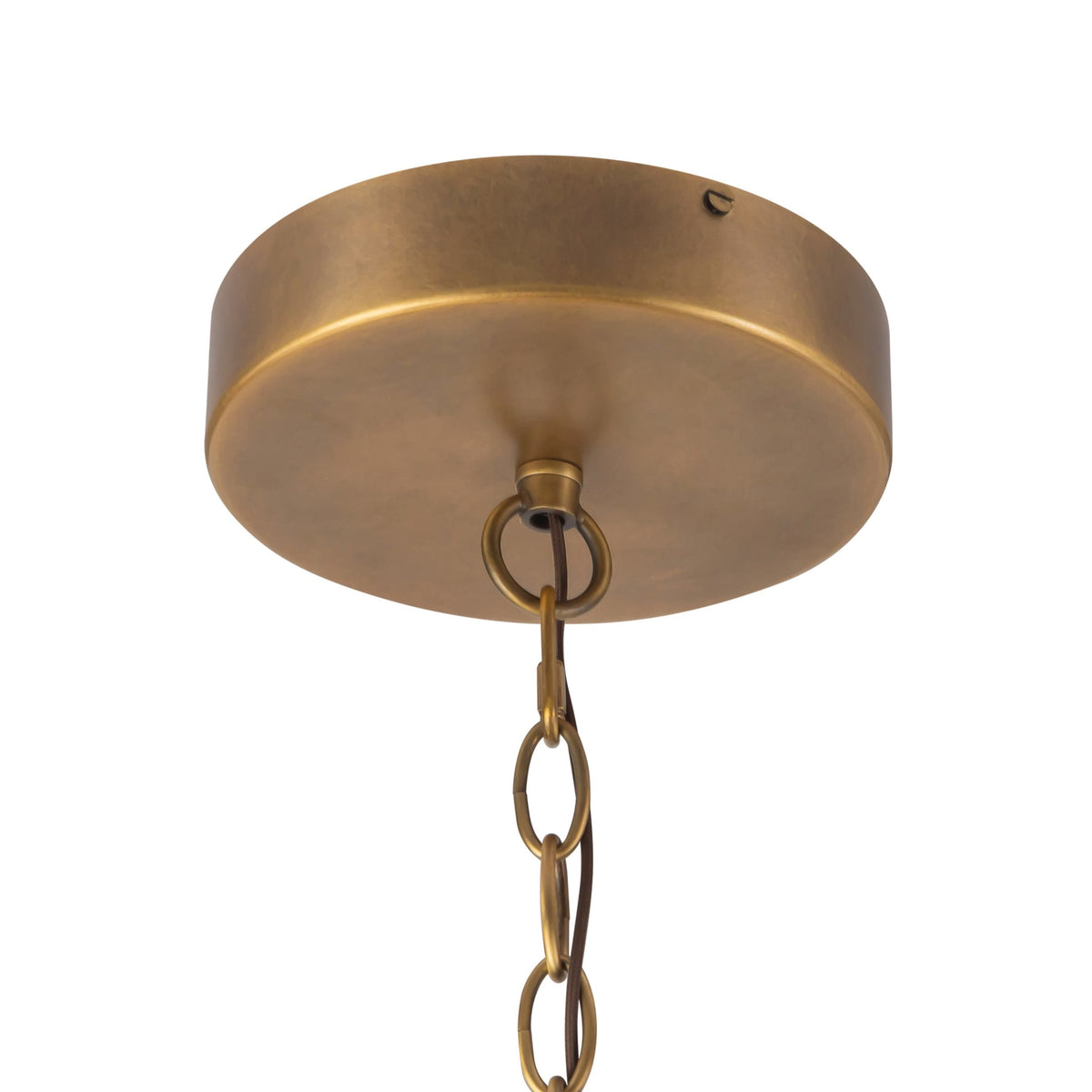 Canopy details of Alora Prescott Chandelier in vintage brass finish
