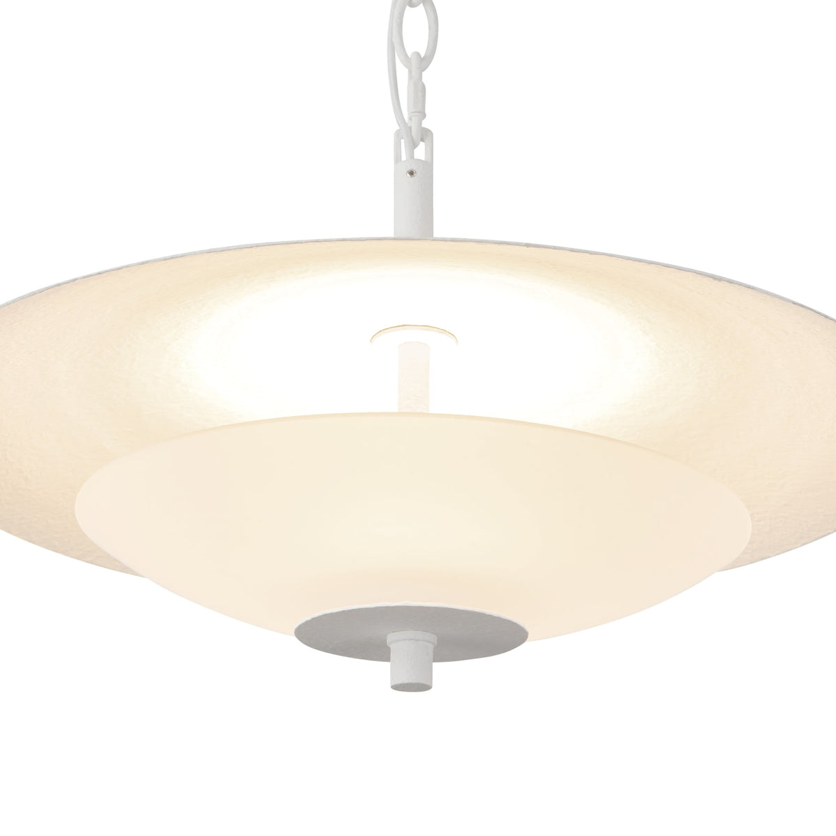 Close-up view of Alora Prescott pendant light in antique white matte opal glass finish