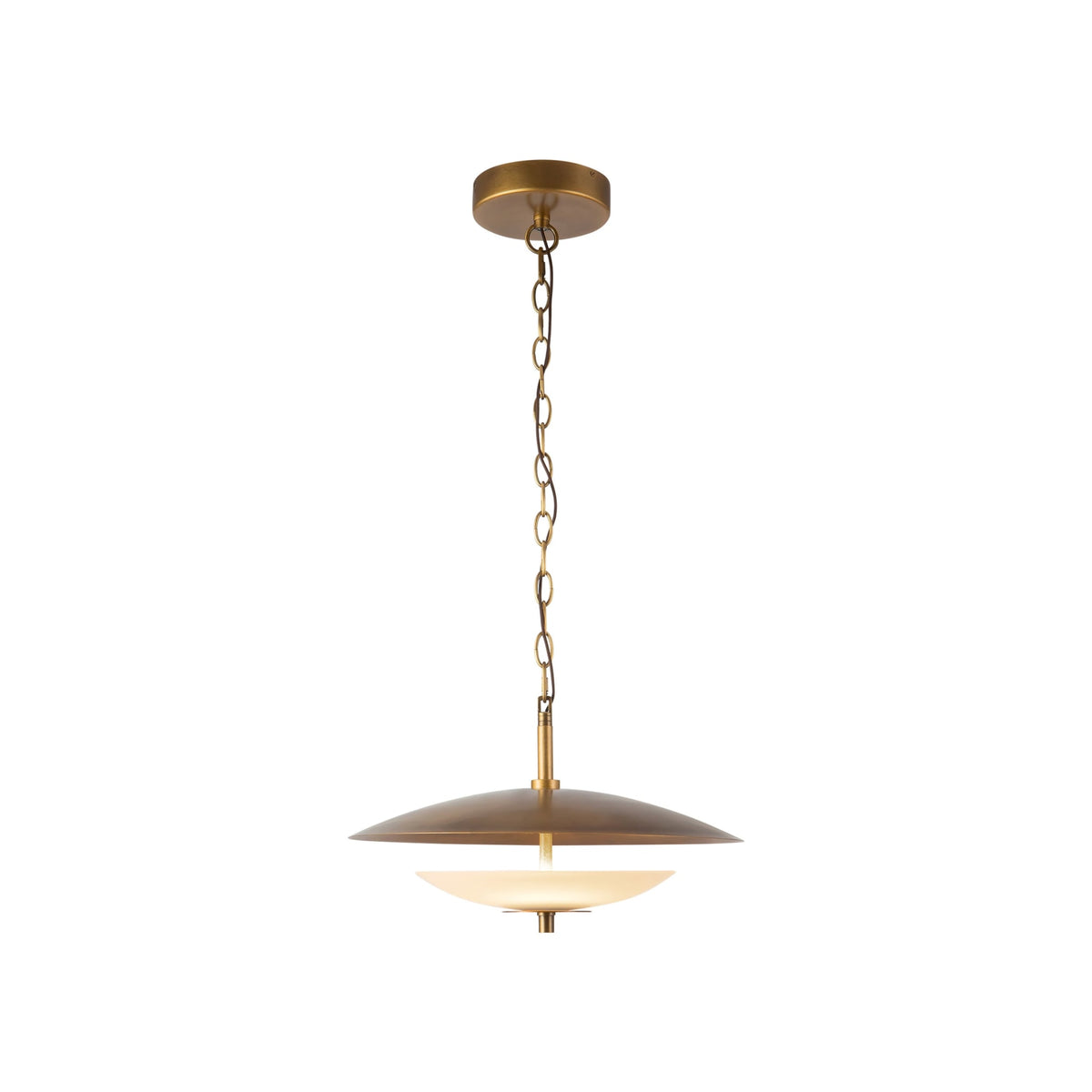 Alora Prescott Pendant Light in vintage brass finish with matte opal glass