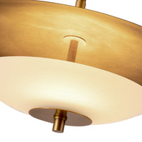 Close-up view of Alora Prescott Pendant Light in vintage brass finish with matte opal glass