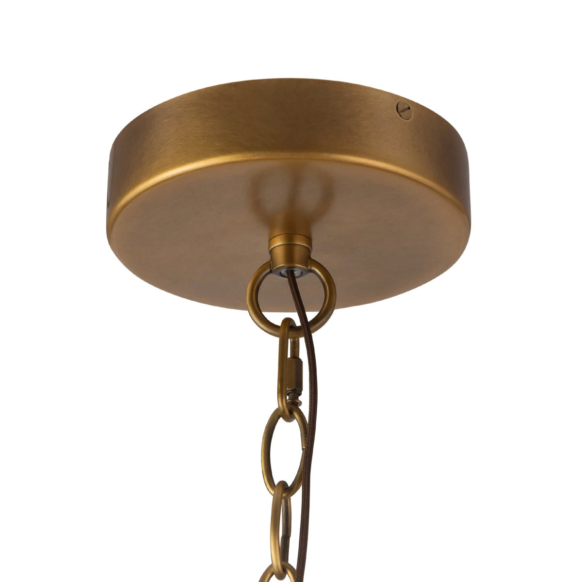 Canopy details of Alora Prescott Pendant Light with vintage brass finish