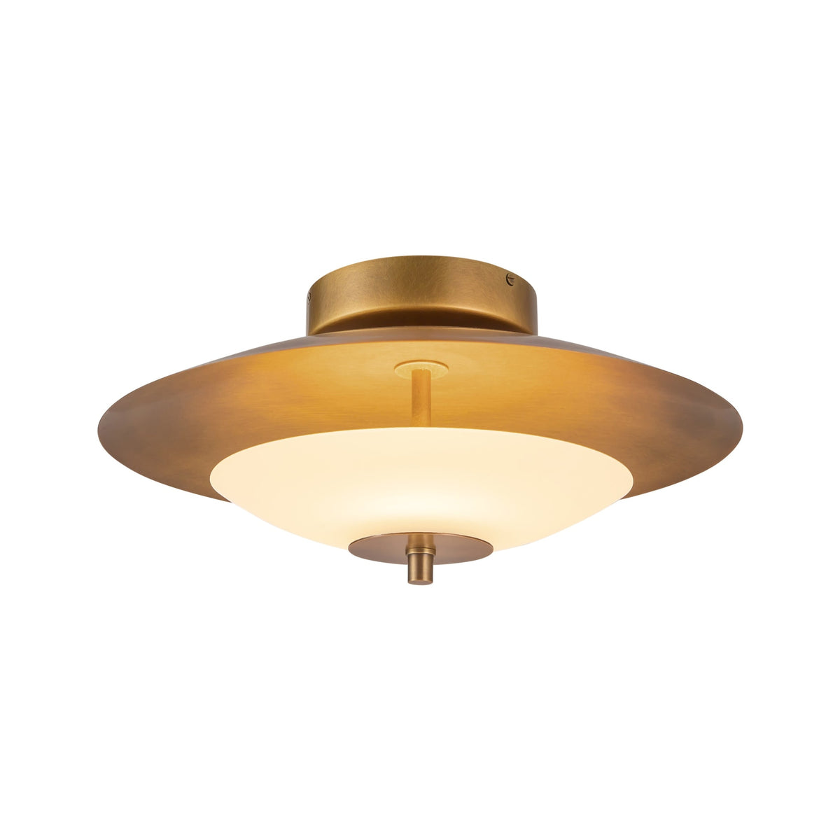 Alora Prescott Semi-Flush Mount light in vintage brass finish