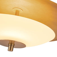 Close-up view of Alora Prescott Semi-Flush Mount light fixture in vintage brass finish