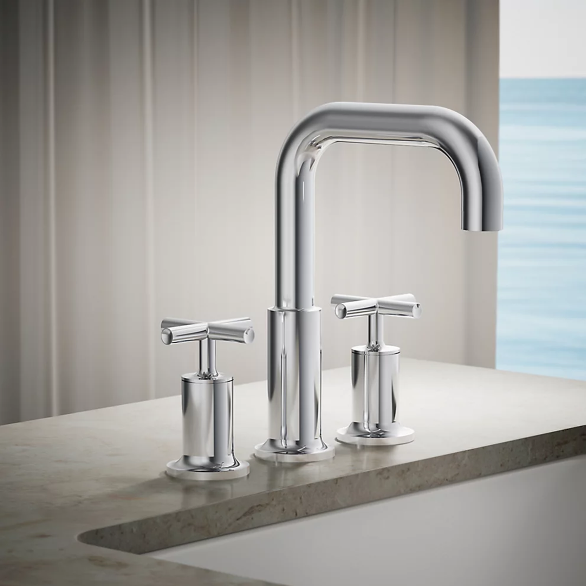 PURIST® DECK MOUNT BATH FAUCET TRIM FOR HIGH-FLOW VALVE WITH CROSS HANDLES - robinsonco.ca