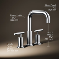 PURIST® DECK MOUNT BATH FAUCET TRIM FOR HIGH-FLOW VALVE WITH LEVER HANDLES