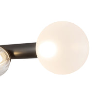 Details of Kuzco Reese Chandelier with urban bronze finish and matte opal glass globe