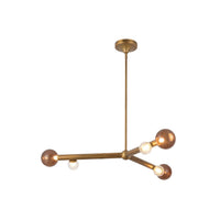 Kuzco 41" Reese Chandelier in vintage brass finish with amber glass