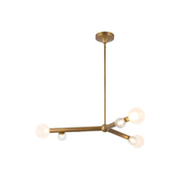 Kuzco 41" Reese chandelier in vintage brass finish with opal glass globes