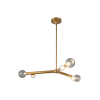 Kuzco 41" Reese Chandelier in vintage brass finish with smoke glass globes