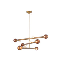 Kuzco 48" Reese Chandelier in vintage brass with amber glass