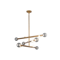 Kuzco 48" Reese Chandelier in vintage brass with smoke glass