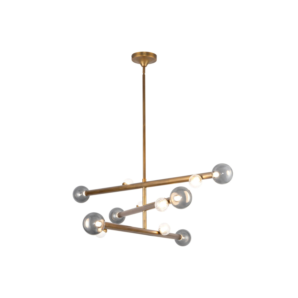 Kuzco 48" Reese Chandelier in vintage brass with smoke glass