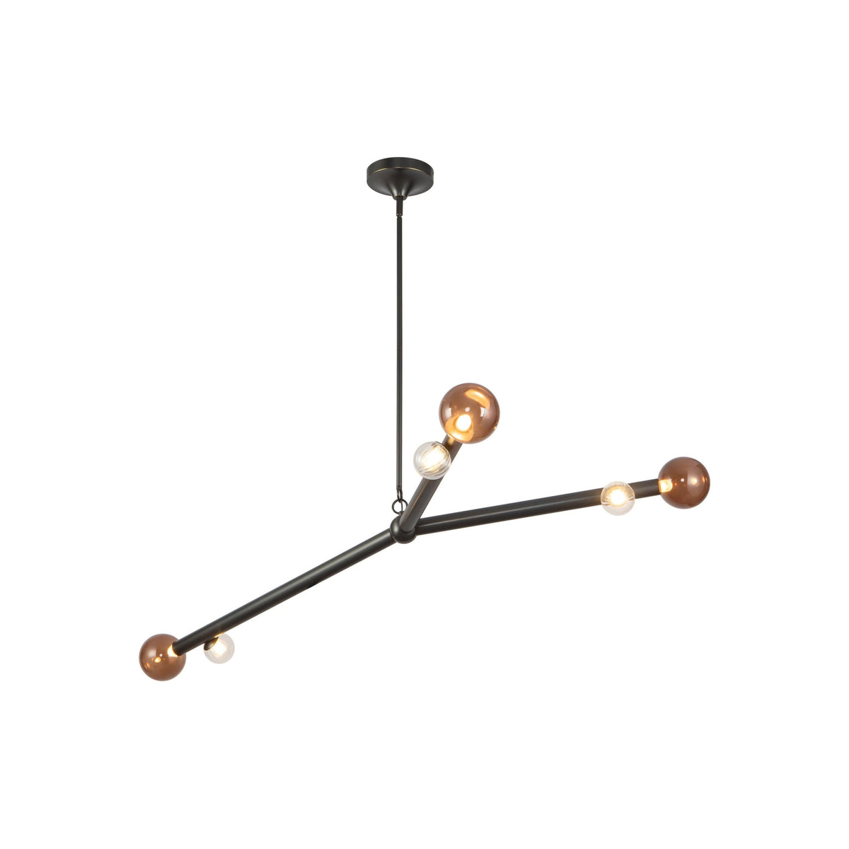 Kuzco 53" Reese Chandelier in urban bronze with amber glass