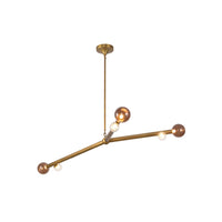 Kuzco 53" Reese Chandelier in vintage brass with amber glass accents