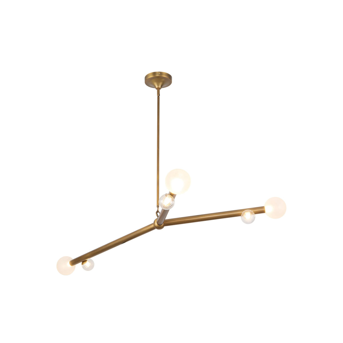 Kuzco 53" Reese Chandelier in vintage brass with opal glass