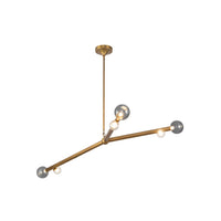 Kuzco 53" Reese Chandelier in vintage brass finish with smoke glass