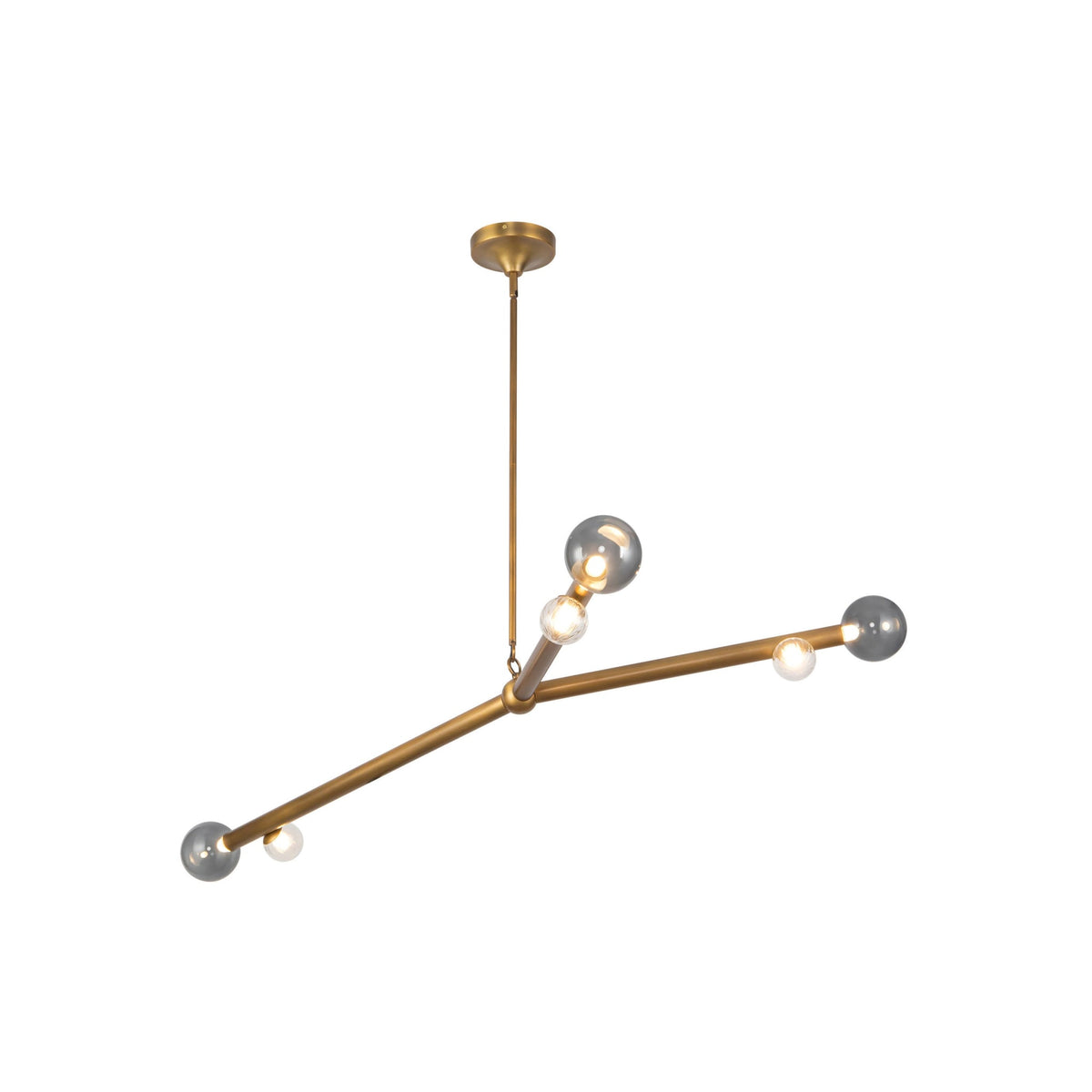 Kuzco 53" Reese Chandelier in vintage brass finish with smoke glass