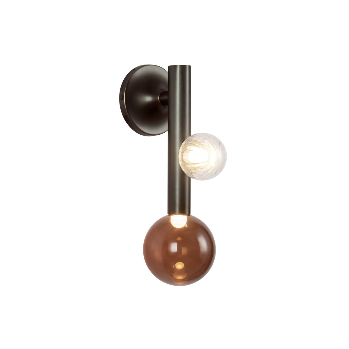 Kuzco 14" Reese Wall Sconce in urban bronze finish with amber glass