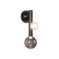 Kuzco 14" Reese Wall Sconce in urban bronze finish with smoke glass