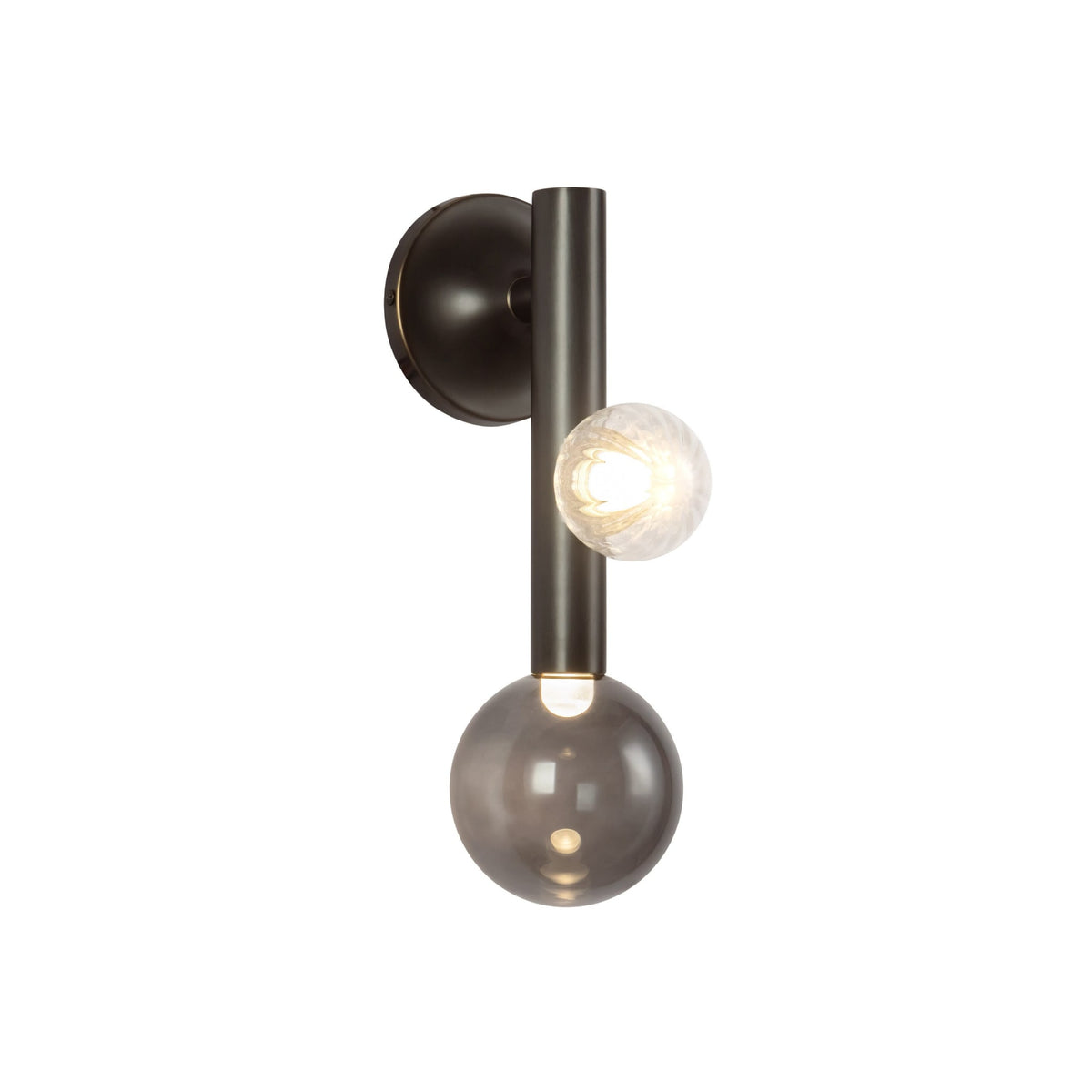 Kuzco 14" Reese Wall Sconce in urban bronze finish with smoke glass