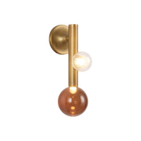 Kuzco 14" Reese Wall Sconce in vintage brass with amber and clear glass