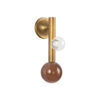 Kuzco 14" Reese Wall Sconce in vintage brass with amber glass