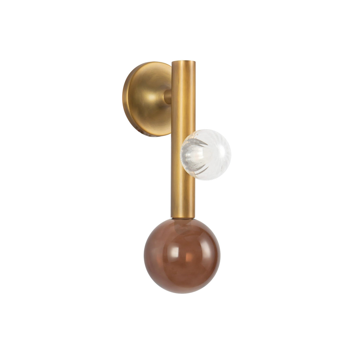 Kuzco 14" Reese Wall Sconce in vintage brass with amber glass
