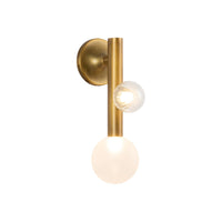 Kuzco 14" Reese Wall Sconce in vintage brass with matte opal and clear glass
