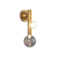 Kuzco 14" Reese Wall Sconce in vintage brass with smoke glass