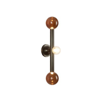 Kuzco 23" Reese Wall Sconce in urban bronze with amber glass globes