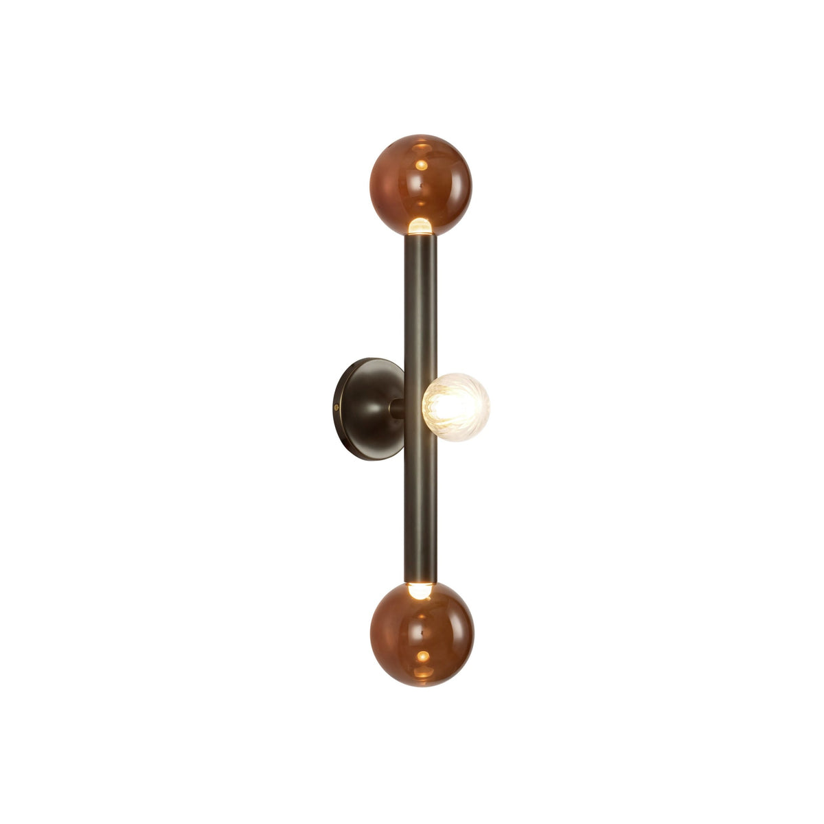 Kuzco 23" Reese Wall Sconce in urban bronze with amber glass globes